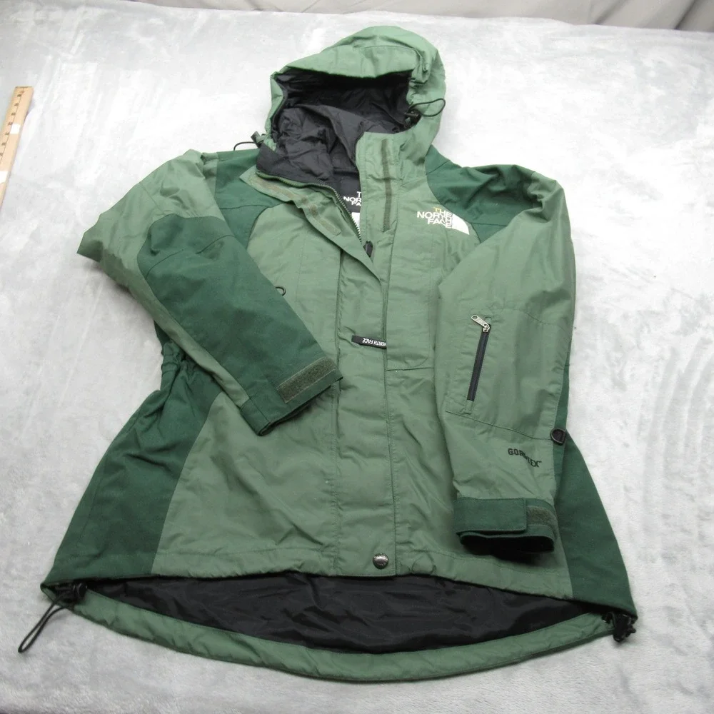 North Face GoreTex Jacket Womens XS Green 3 in 1 Shell Waterproof Rugged Coat - Picture 2 of 16